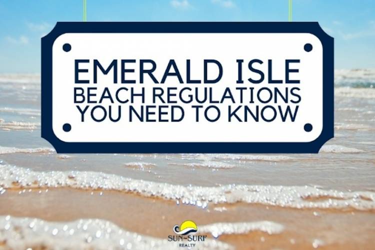 close up of sand and waves with words on top of image that say Emerald Isle Beach Regulations You Need to Know