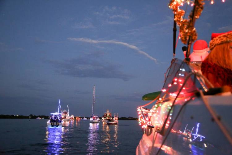 Boats with Christmas Lights 