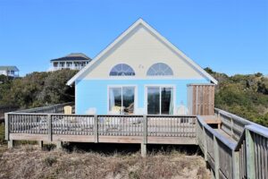 The back porch of an Emerald Isle vacation rental to stay at during a North Carolina spring break vacation.